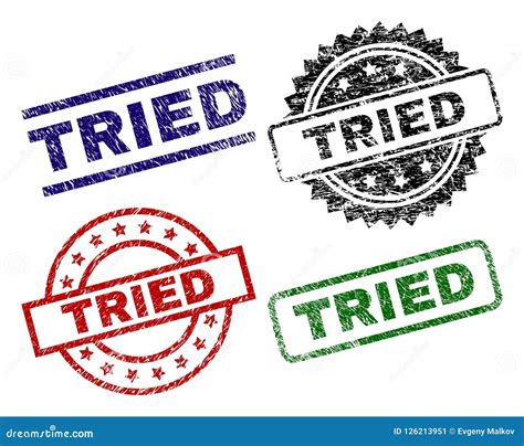 Grunge Textured TRIED Stamp Seals Stock Vector - Illustration of grungy