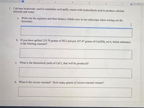 Solved 3 45 67 1 Calcium Hydroxide Used To Neutralize Acid
