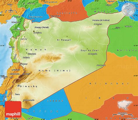 Physical Map Of Syria Political Outside Shaded Relief Sea