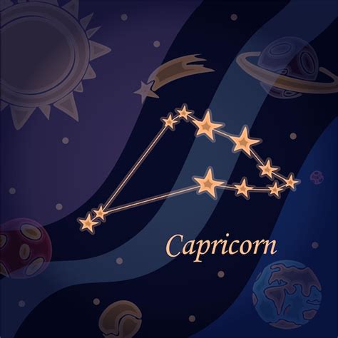 Doodle Constellation Du Capricorne Symbole Des Signes Du Zodiaque