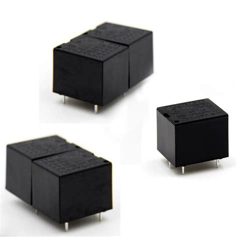 5PCS T73 Small Normally Open Black Electromagnetic Relay 12V 4 Pins 10A