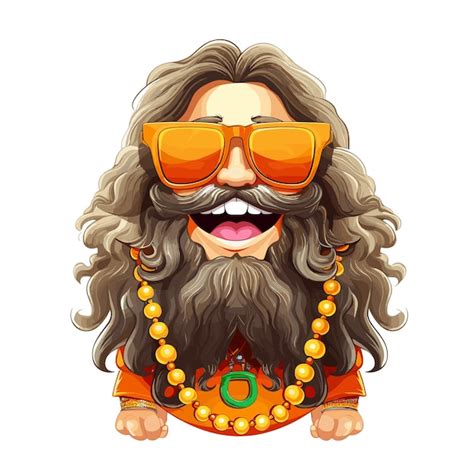 Premium Vector Hippie Emoji Mascot Wearing Glasses Gold Chain Gold