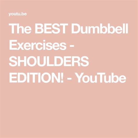 The BEST Dumbbell Exercises SHOULDERS EDITION YouTube Compound