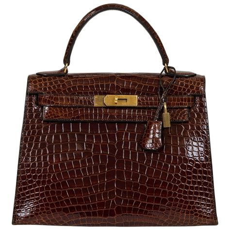 Hermès Brown Crocodile 28cm Kelly Bag At 1stdibs