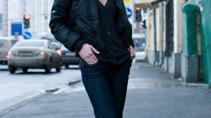 Sharon D Women Blonde Model Women Outdoors Curly Hair Jacket Public Black Jackets