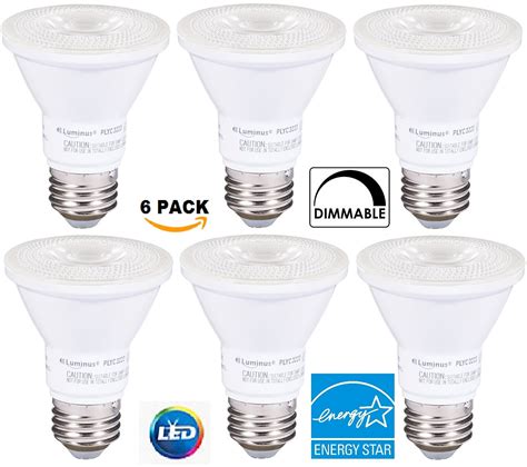 Par20 6 Pack Luminus® Elite 7w 50w Led Dimmable Par20 Bulb Bright