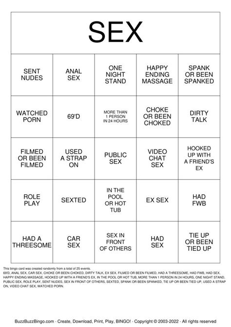 Sex Bingo Bingo Cards To Download Print And Customize