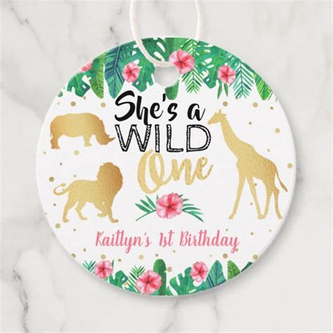 Wild One Girls First Birthday Party Favor Tags