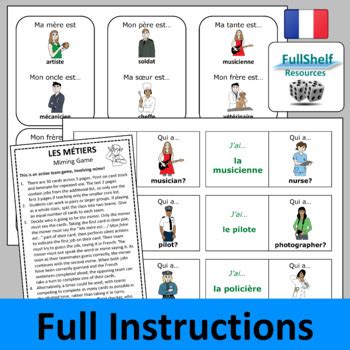 Les Métiers French Jobs and Professions Printable Games Occupations in