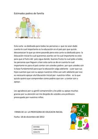 Estimados Padres De Familia Copy Pdf