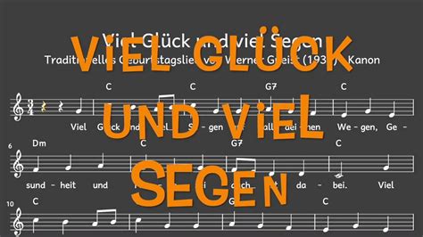 Lied Viel Glück und viel Segen Geburtstag Melodie Akkorde Noten