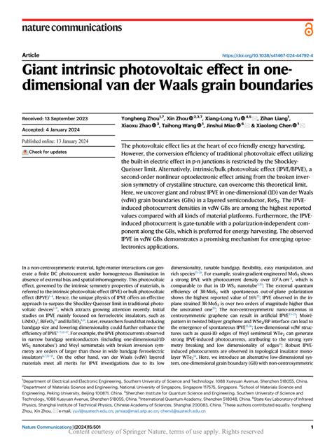 Pdf Giant Intrinsic Photovoltaic Effect In One Dimensional Van Der