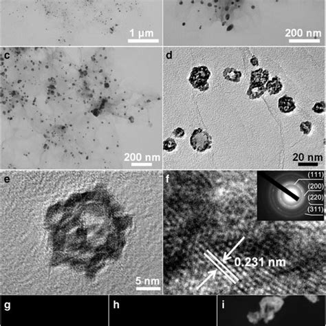 TEM Images Of The Ag RGO Composite A B And PtAg RGO Composite Cf