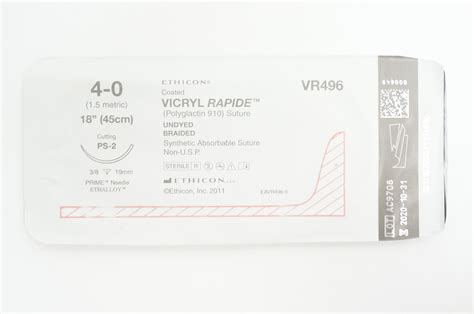 Ethicon Vr496 4 0 Vicryl Rapide Stre Cutting Ps 2 38 19mm 18 Inch X