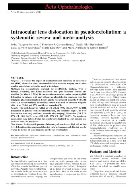 Pdf Intraocular Lens Dislocation In Pseudoexfoliation A Systematic
