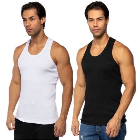 Kit Camisetas Regatas Masculina Americana Canelada Algod O Elastano