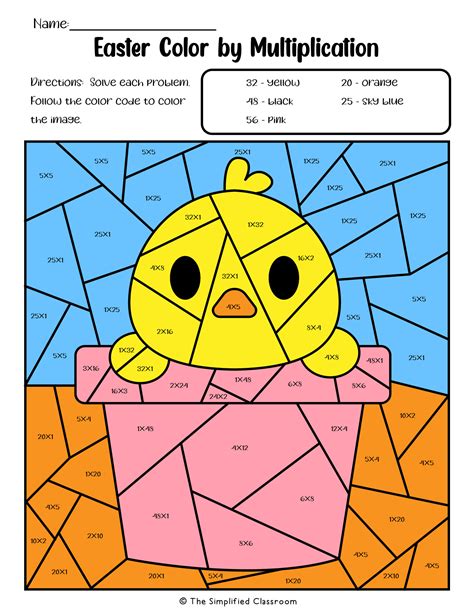 Easter Color By Code Multiplication Worksheets For 2nd 3rd Worksheets