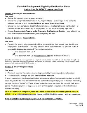 Fillable Online Wsdot Wa Form I Employment Eligibility Verification