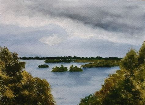 Feldberger See Aquarell See Wolken Landschaft Von DorisTost Kunstnet