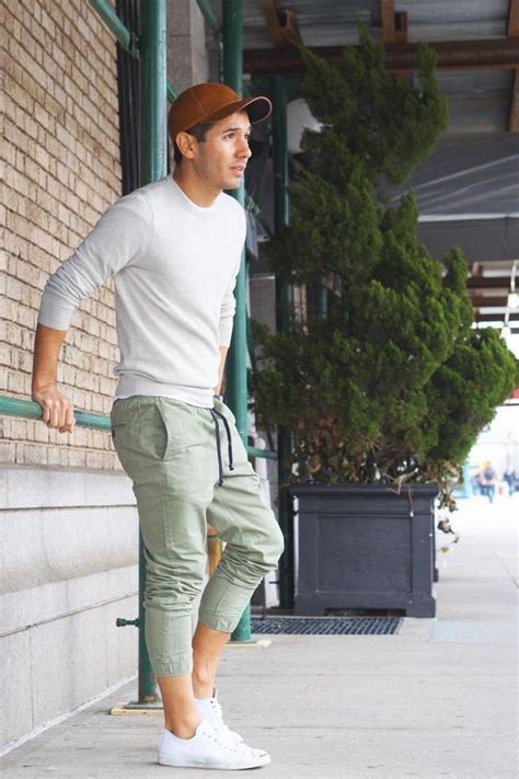 Green Suit Trouser Mens Joggers Fashion Tips With White Sweater Green Joggers Mens Outfit