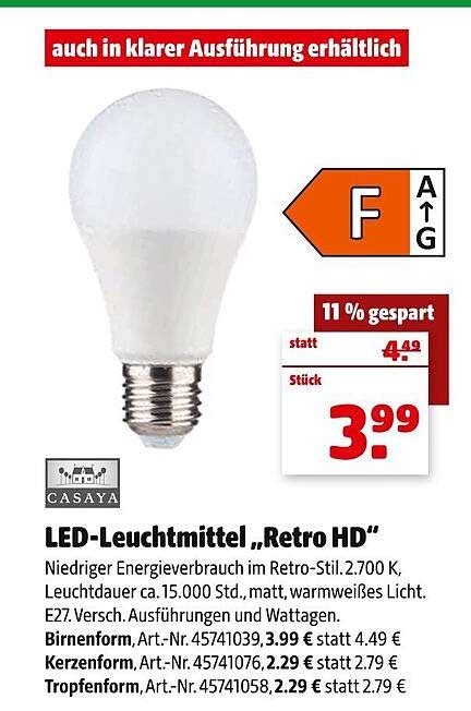 Casaya Led Leuchtmittel Retro Hd Angebot Bei Hagebaumarkt Prospekte De