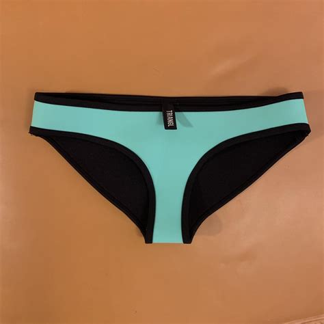 Triangl Mint Green And Black Neoprene Bikini Bottom Depop