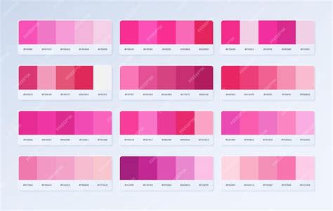 Guia De Catálogo De Paleta De Cores De Tendência Rosa Em Rgb Hex Os Tons Da Paleta De Cor