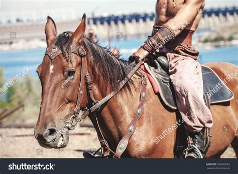 Rider Wide Trousers Naked Torso Sitting Stock Photo Edit Now