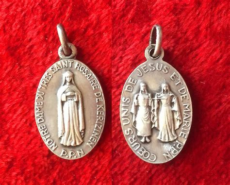 Vintage French Virgin Mary Religious Medal Our Lady Of Etsy