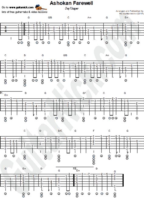 Ashokan Farewell Fingerstyle Guitar Tab Guitarnick