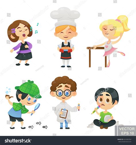 Illustration Kids Children Jobs Professions Cartoon Stock Vector ...