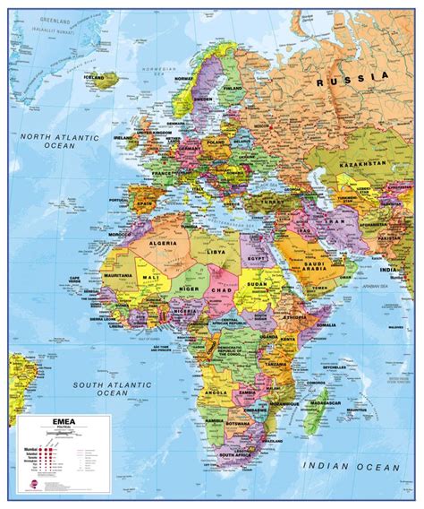 Europe Middle East And Africa Map Politica Map Of Emea