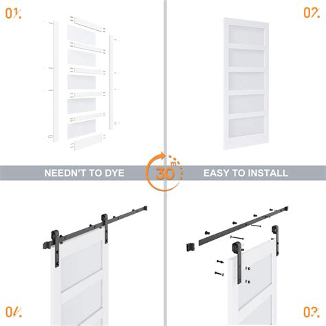 ROYMELO 36 X 84 Inch Glass Sliding Barn Door Slab And 6 6ft Hardware