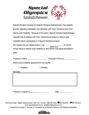 Fillable Online Specialolympics Sk Atlanto Axial Instability Request