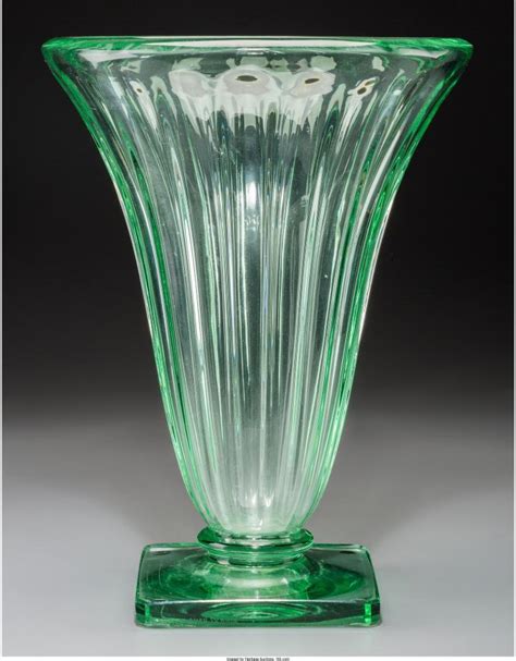 Sold Price A Large Daum Art Deco Green Glass Vase Circa 1930 Marks Daum Cross Of Lorrai