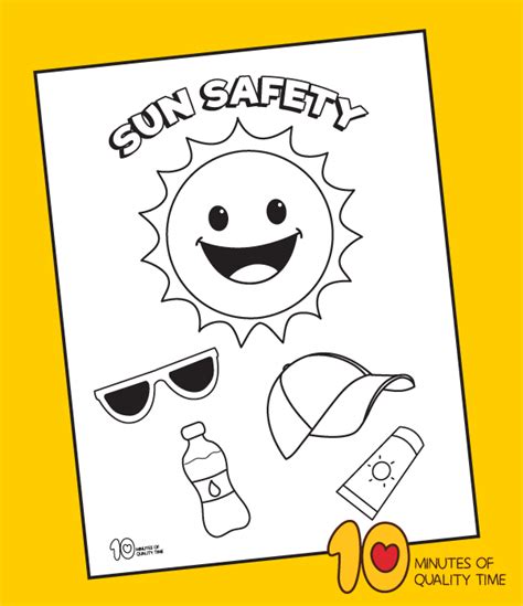 Summer Sun Safety Coloring Page 10 Minutes Of Quality Time