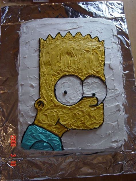 A Cake That Looks Like The Simpsons Character Is On Tin Foil And Has