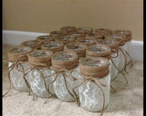 Mason Jar Burlap And Lace Unity Candle Complete Set Etsy