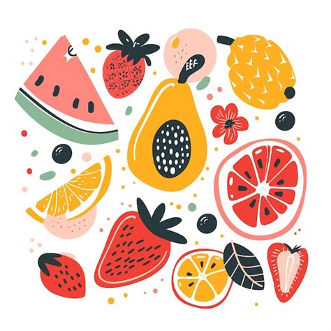 Premium Vector Fruit Doodle Illustration Hand Drawn Fruits And Berries