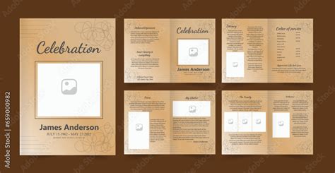 Funeral Program Funeral Layout Template 8pages Funeral Design Stock