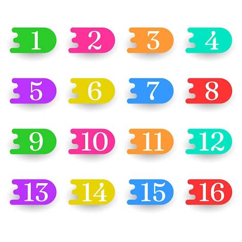 Premium Vector Set Color Collection Point 0 To 15 Colorful Numbers