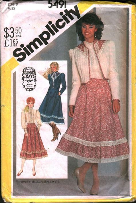 Vintage Simplicity Sewing Pattern Misses Gunne Sax Skirt Blouse