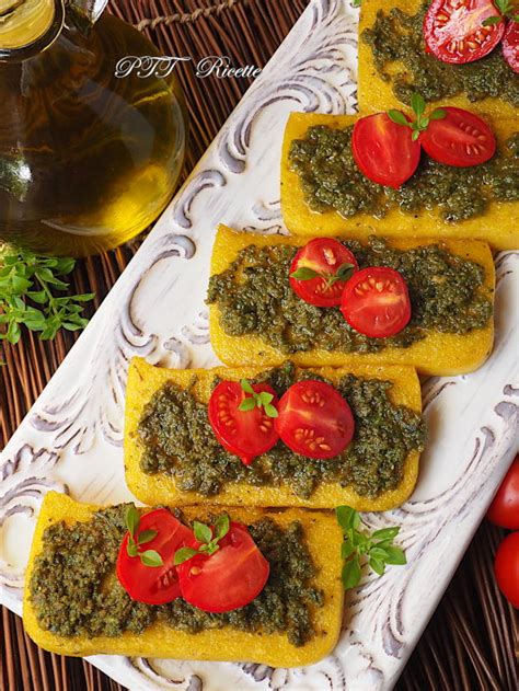 Crostini Di Polenta Con Pesto E Pomodorini PTT Ricette