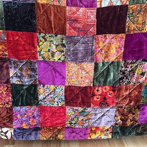 Sale S S Hippie Chic Bohemian Velvet Quilted Etsy