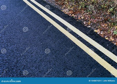 Double Yellow No Parking Lines Tarmac Stock Image - Image of close ...