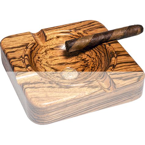 Handmade Zebrawood Cigar Ashtray With Cabochon Stone