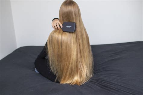 PHOTO SET - Nora's hair brushing in bed photoshoot - RealRapunzels Dark ...