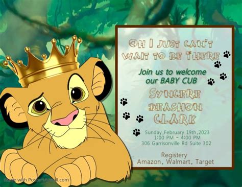 Lion King Kids Birthday Invitation Template Postermywall