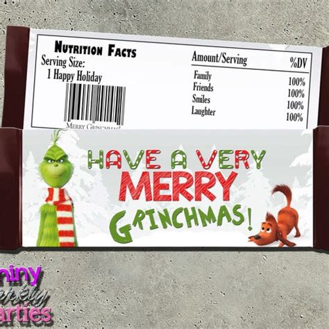 CHRISTMAS CANDY Bar WRAPPERS Grinch Candy Bar Wrappers | Etsy