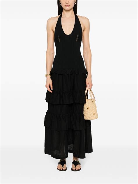 Twinset Ruffle Detail Maxi Dress Black Farfetch